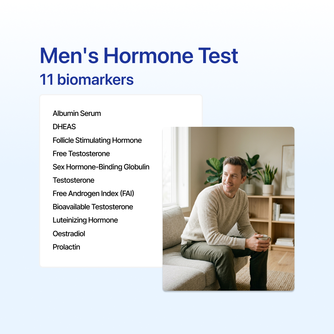 Men's hormone blood test Australia - testosterone, LH, FSH, SHBG online